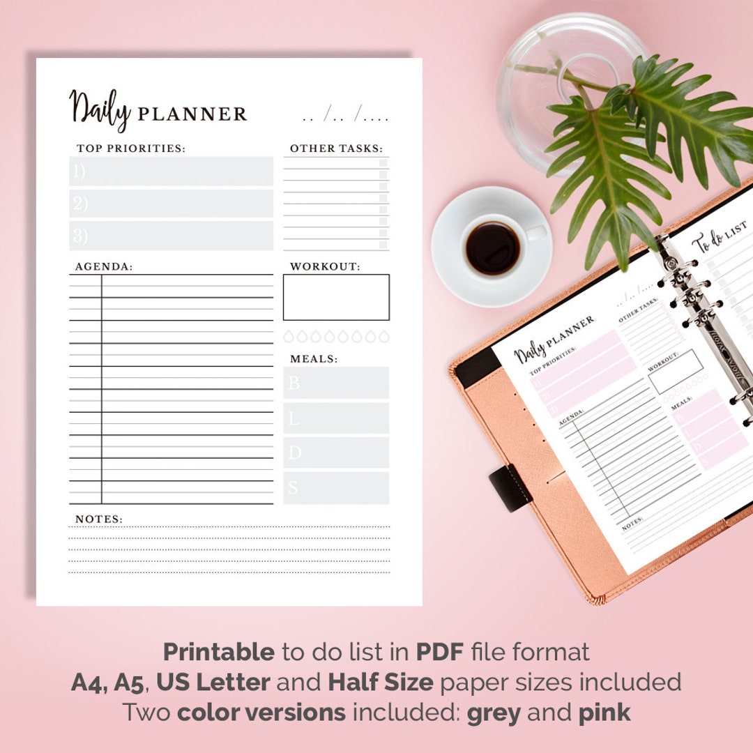 Daily Planner Printable to Do List, Printable Notes, Daily Schedule ...