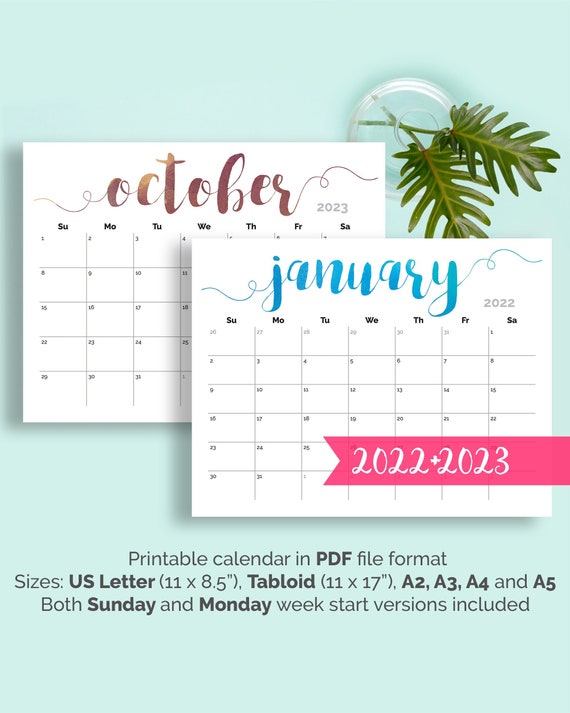 printable calendar 2022 large wall calendar 2022 2023 calendar etsy uk