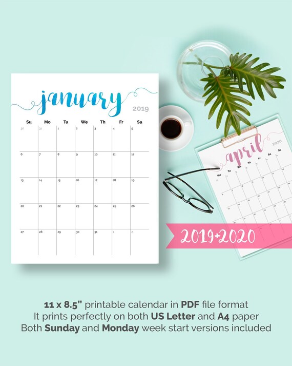 2019 calendar printable desk