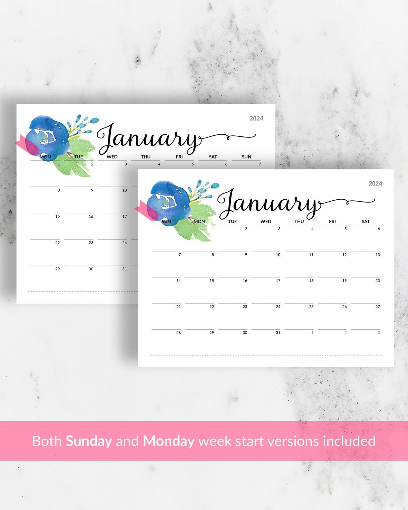 Floral Calendar PRINTABLE Calendar To Type In 2024 Wall Calendar Floral calendar printable calendar to type in 2024 wall calendar