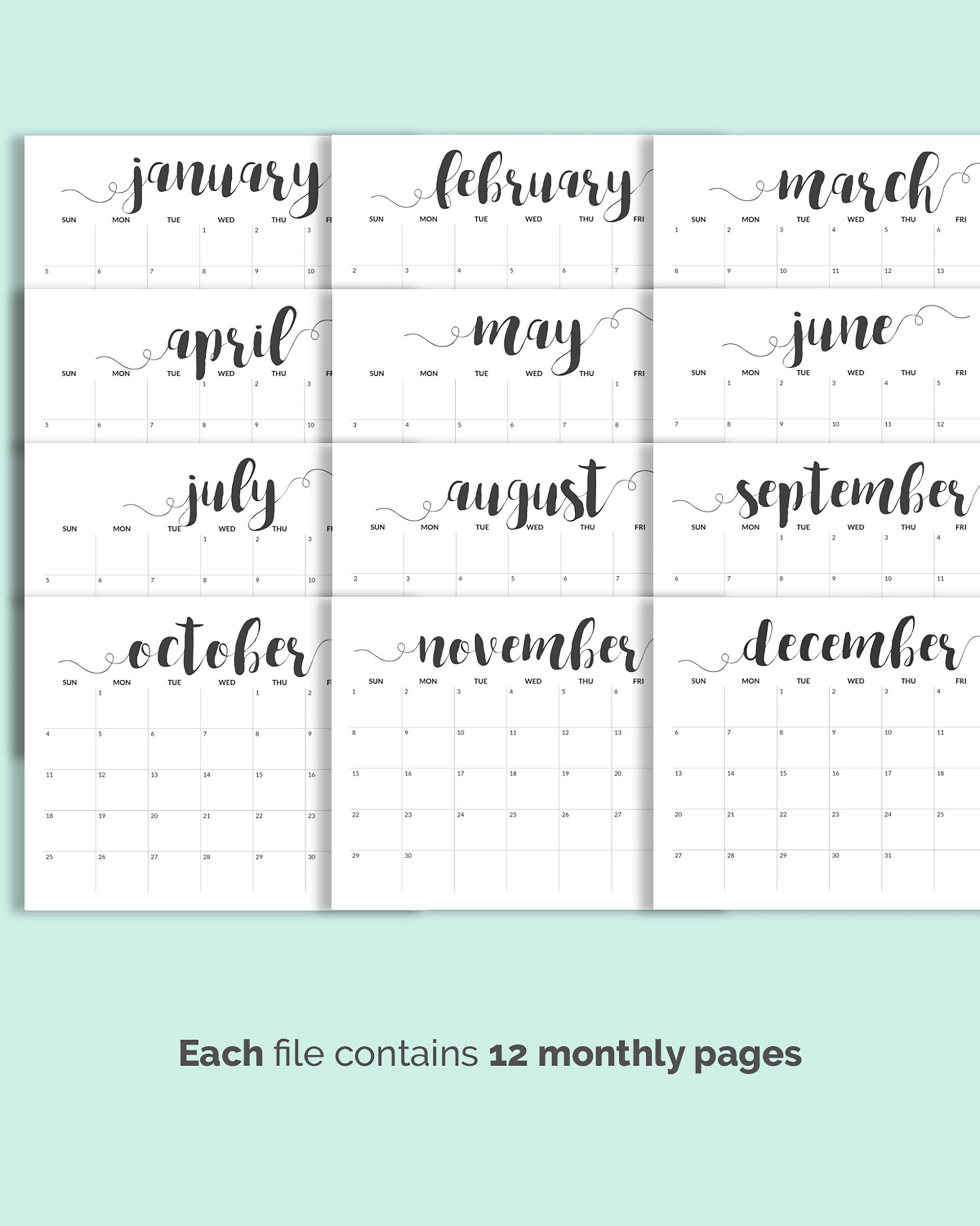 2022 Printable Calendar 2022-2023 Calendar Printable Large | Etsy