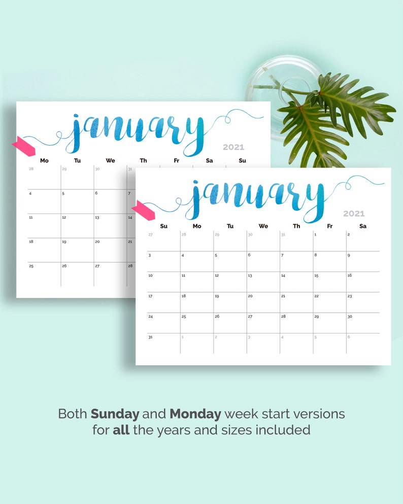 printable calendar 2020 large wall calendar 2020 2021 calendar etsy