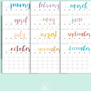 PRINTABLE Calendar 2024 Large Wall Calendar 2024-2025 Calendar Large Monthly Pages Printable PDF Calendar Colorful 2024 Calendar for Kids zdjęcie 3