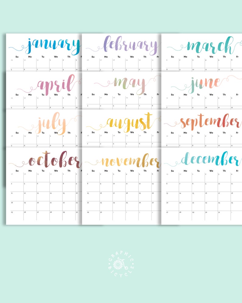 PRINTABLE Calendar 2024 Large Wall Calendar 2024-2025 Calendar Large Monthly Pages Printable PDF Calendar Colorful 2024 Calendar for Kids image 3