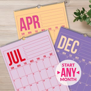 Wandkalender 2026-2027 • Kleurrijke hangende maandkalender • Verticale minimalistische familieplanner • A4/Letter • 12-maandenkalender 2026