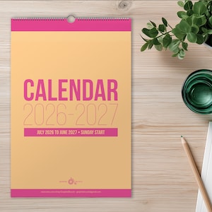 Väggkalender 2026-2027 • Färgglad hängande månadskalender • Vertikal minimalistisk familjeplanerare • A4 / Letter • 12-månaderskalender 2026 bild 8
