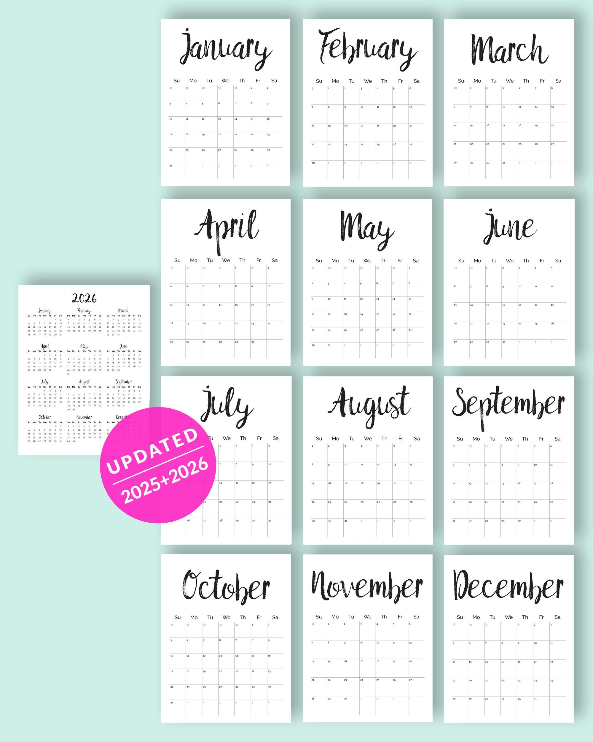 Printable Calendar 2025 2026 Desk Calendar PDF Download Planner 2025 Calendar Pages, Digital Monthly 2025 2026 Calendar Printable 2025 - Etsy printable-calendar-2025-2026-desk-calendar-pdf-download-planner-2025-calendar-pages-digital-monthly-2025-2026-calendar-printable-2025-etsy