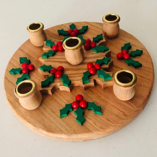 Advent Candle Holder 5 Candle Set Wood Advent Candle Holders Etsy