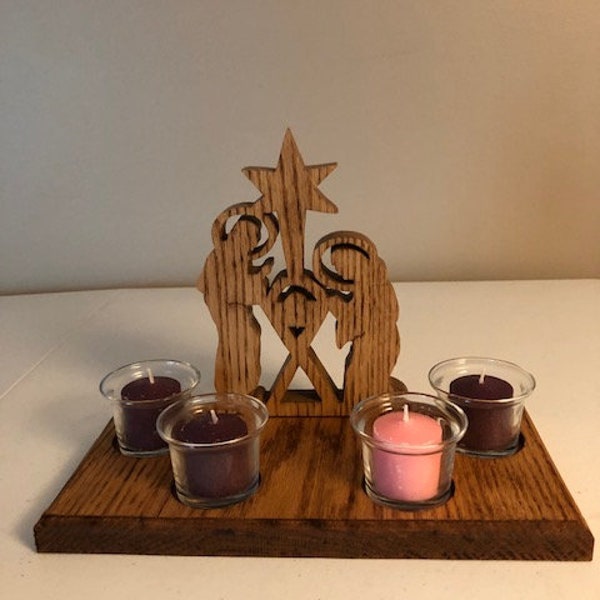 Nativity Advent Christmas Set with 4 Votive Candles (Adv-7)