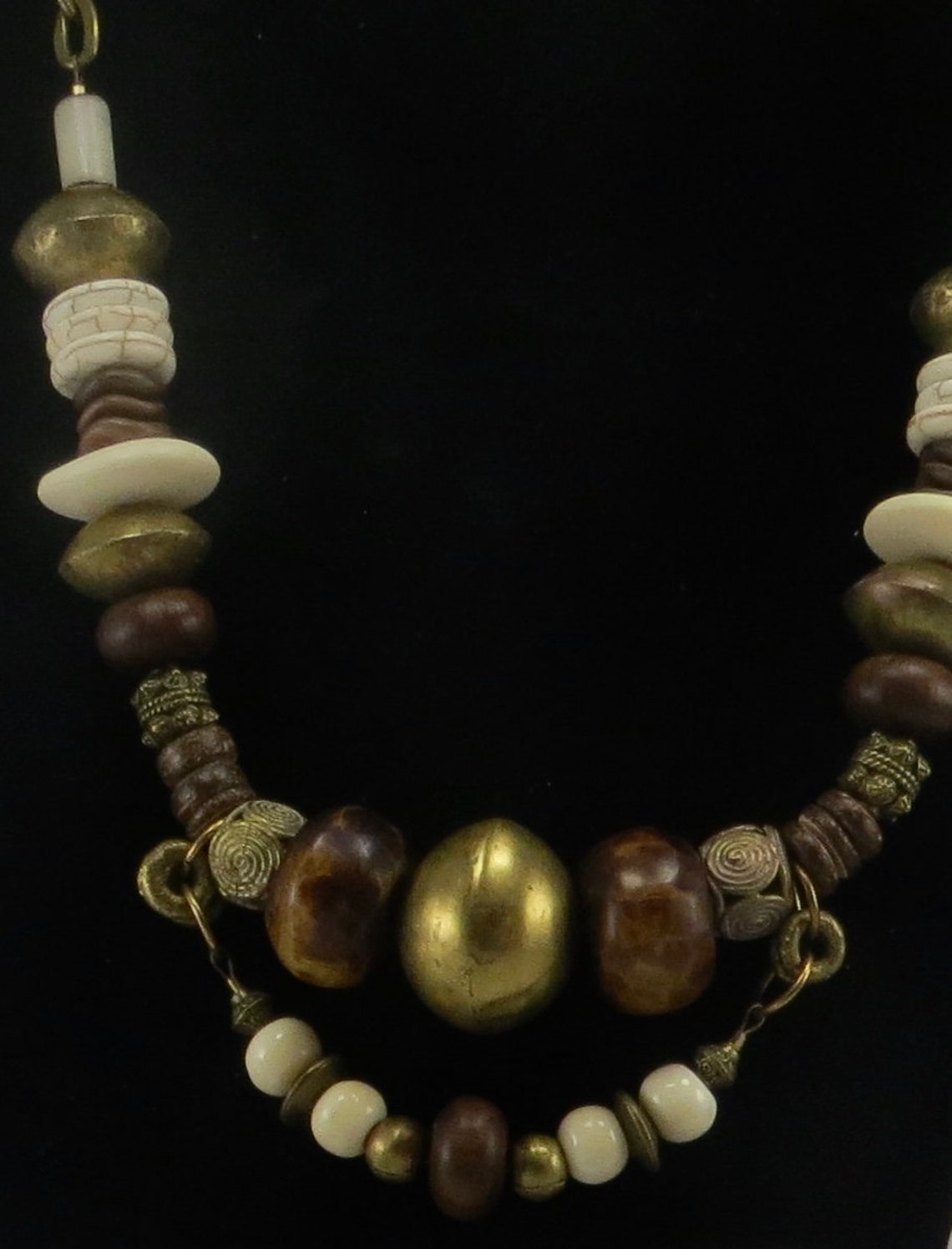 African Bone and Brass Necklace Etsy