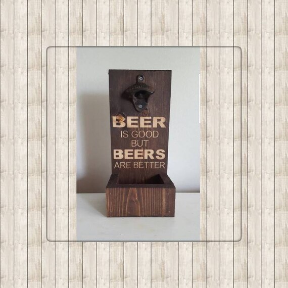 Beer Opener With Cap Catcher Wall Mounted