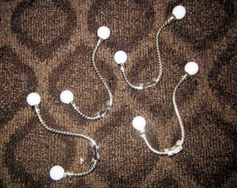 Set of 4 (four) Victorian Chrome Decorative Wall Hooks with white ceramic ball tips.