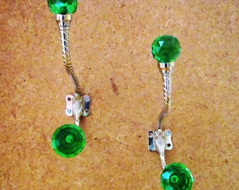 Set of 2 Decortive Wall Hooks, Chrome with glass tips 6.5" for Coat & Hat