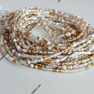 Mixed white and gold beads, crystals, waist beads, belly chains, with or without clasp