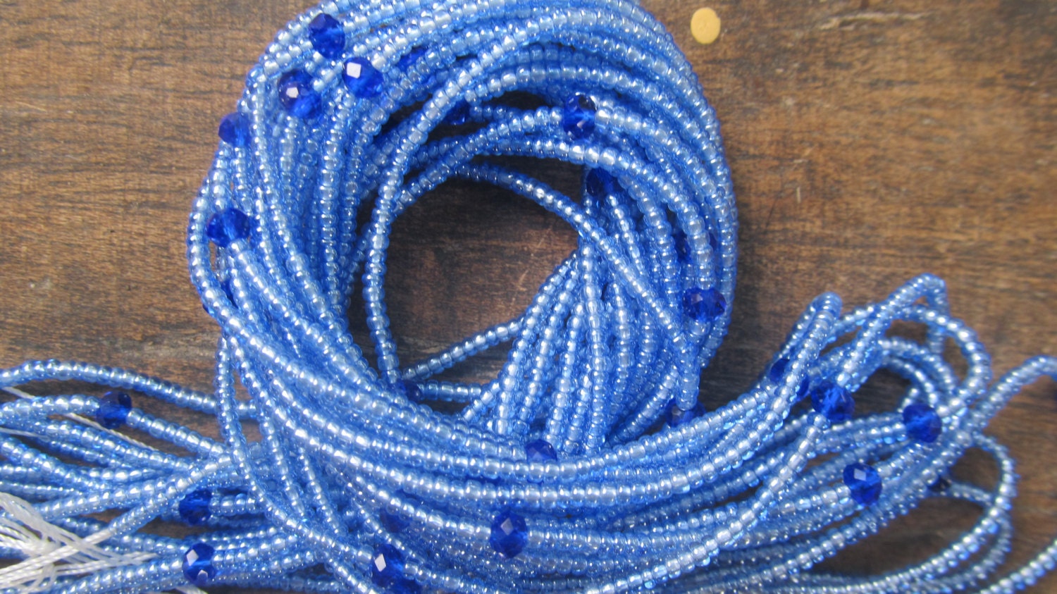 Blue colors waist beads with crystals stranded on cotton | Etsy