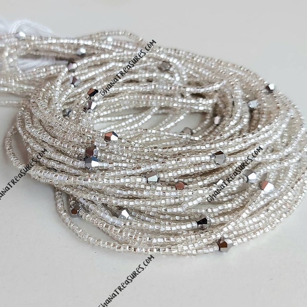 Minimalist tiny silver waist beads with crystals, belly chains, with or without clasp