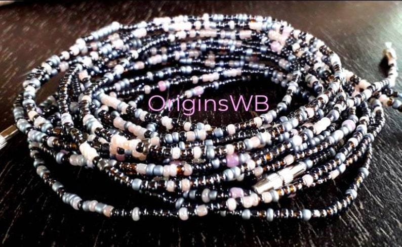 belly chains waist beads Mixed grey and pale pink beads with or without clasp
