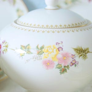 Lovely Vintage Wedgwood Bone China &#39;Mirabelle&#39; Tea Set for Six, Floral Trim, England
