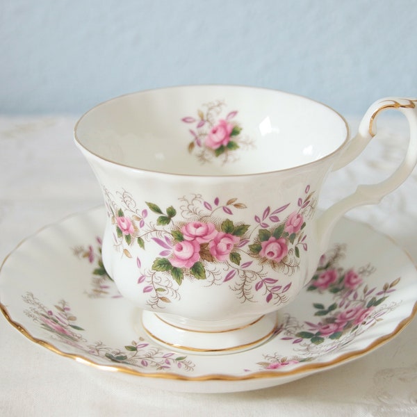 Elegant Vintage Royal Albert 'Lavender Rose' Large Size Cup and Saucer, Pink Rose Decor, England