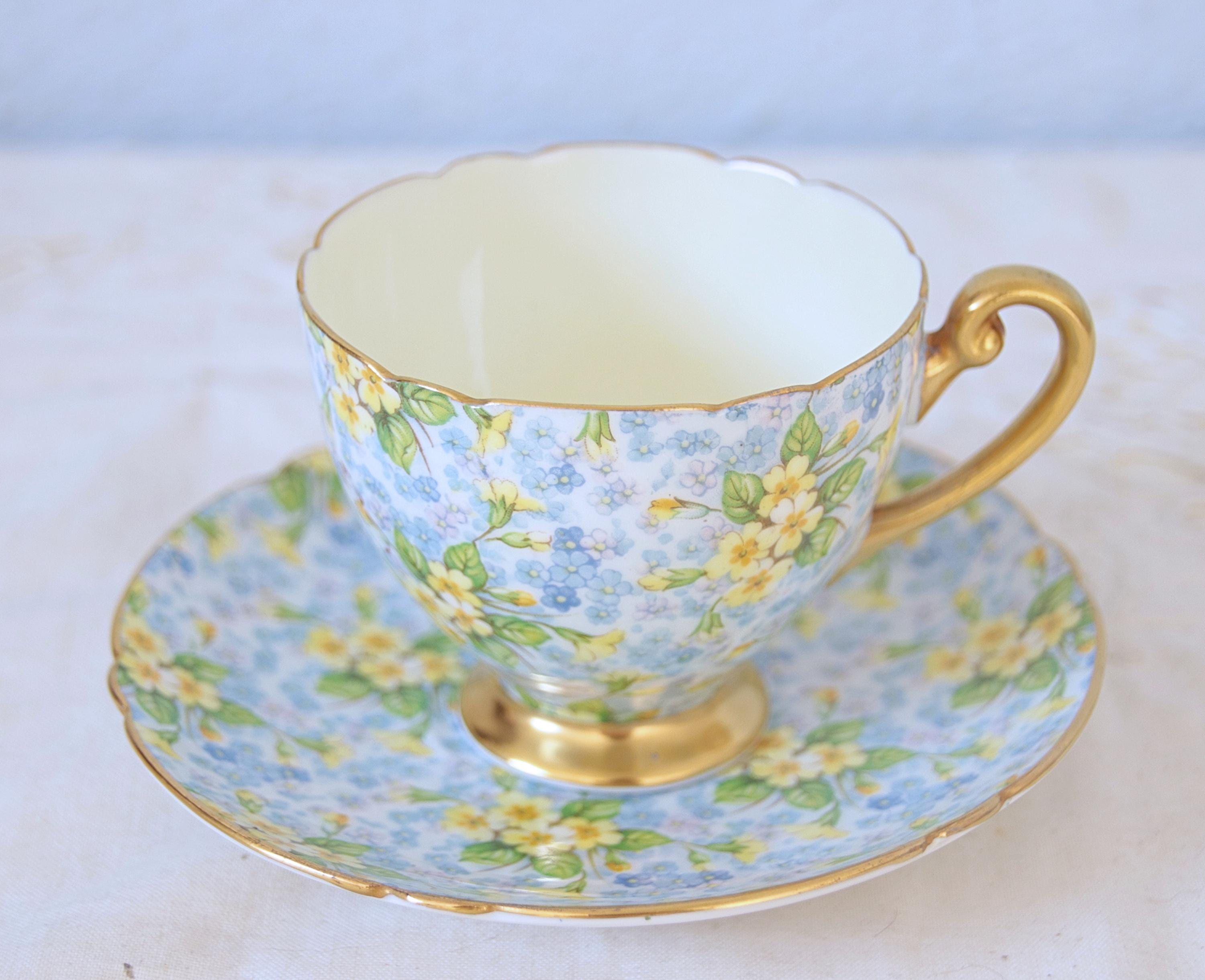 美品 Shelley Primrose プリムローズ チンツ ラウンド ケーキ皿 美品 Shelley Primrose プリムローズ チンツ ラウンド ケーキ皿