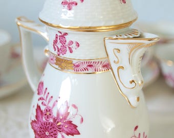 Herend Hungary ヘレンド 手描きプレート アポニーピンク ヴィンテージ