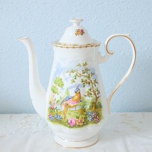 Hard to Find Vintage Royal Albert Bone China 'Chelsea Bird' Large Size Coffee Pot, England