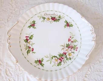 Hard to Find Vintage Royal Albert 'Flower of the Month Series' 'Christmas Rose' Cake Plate, England