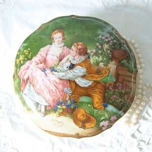 Beautiful Vintage Limoges Lidded Chocolate Bowl, Romantic Decor 'Pastorale' after F Boucher, France