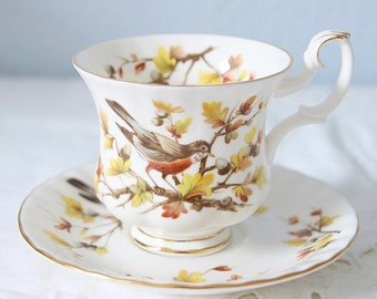 Hard To Find Vintage Royal Albert Bone China Woodland Series 'Robin' Cup and Saucer, Lady Size, England