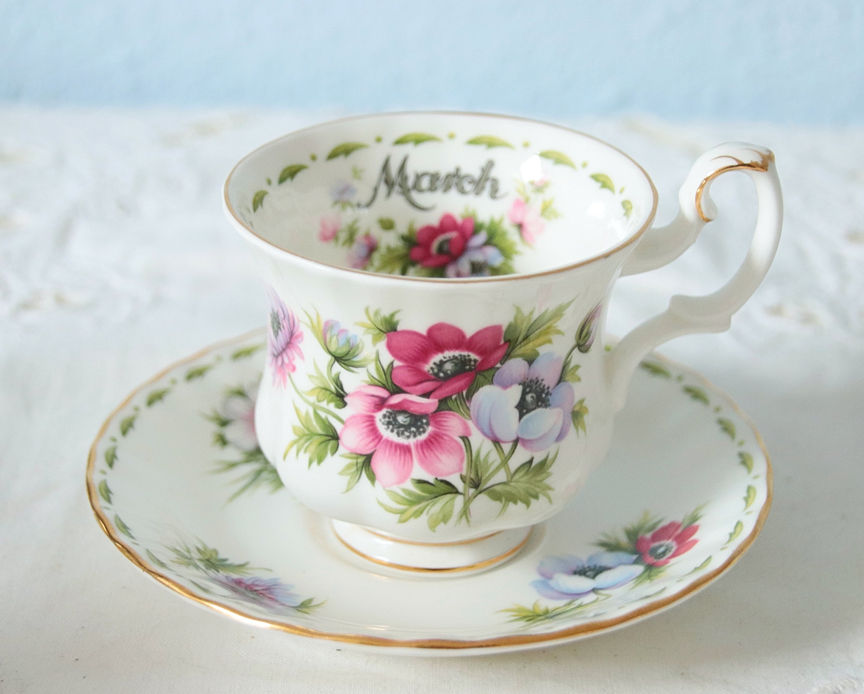 Coffee Cup Royal Albert Flower Of The Month Price Vintage Royal