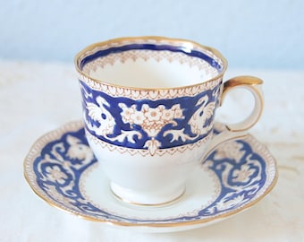 Vintage Crown Staffordshire Ellesmere Turquoise Tea Cup
