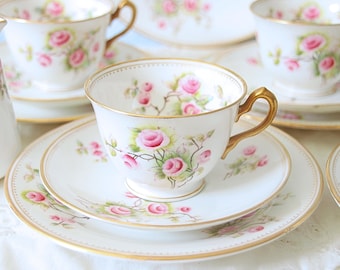Lovely Vintage Meander Pink Tete-a-tete Tea Set, Pink Rose Decor