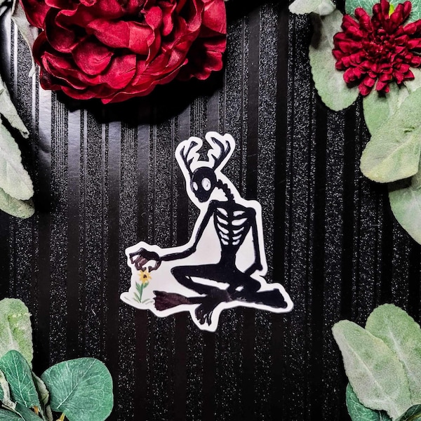 Flower Wendigo / Horned Skeleton Premium Glossy or Matte Vinyl Sticker