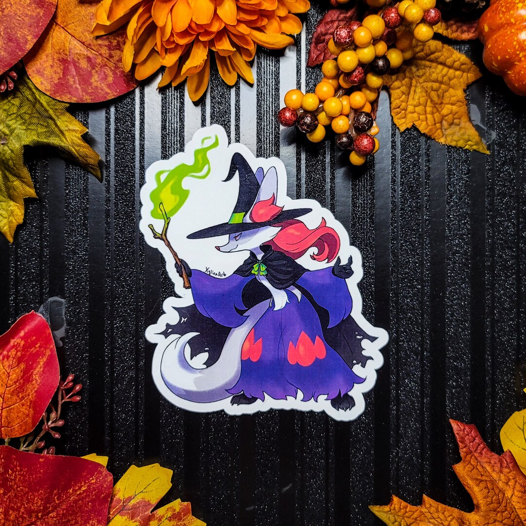 Delphox Sticker Halloween Witch Shiny Delphox Pokemon, Pokemon Go Premium Glossy or ...