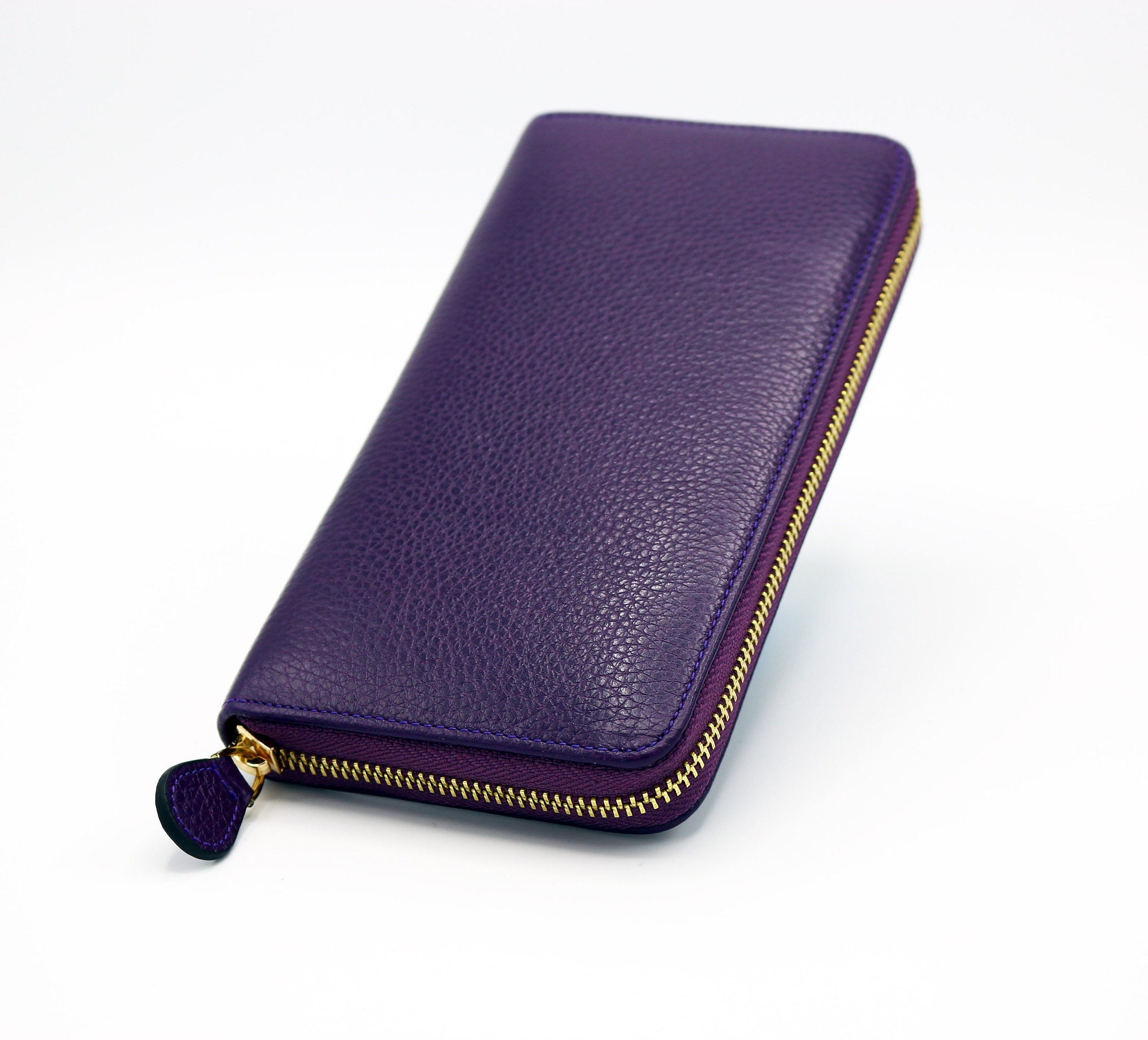 Ladies Leather Zip Around Wallet Designed Full Grain Leather | Etsy