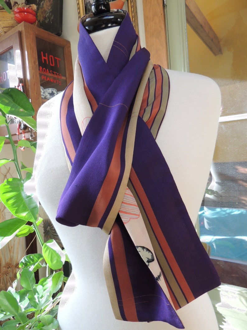 Long reversible japanese scarf/vintage kimono scarf Etsy