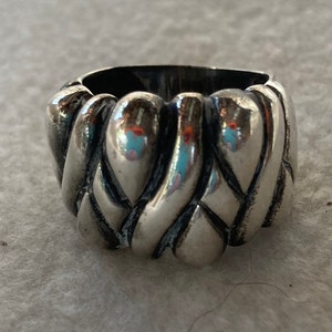 Mid Century Modernist Brutalist Silver Chunky Ring Size 8.5