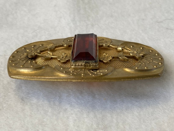 Antique Victorian Art Nouveau Gold Mesh Amber Top… - image 3