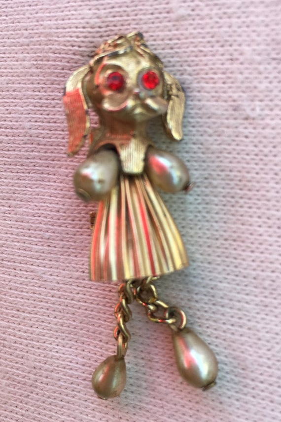 Vintage 1950's Dancing Poodle in a Skirt Ruby and 