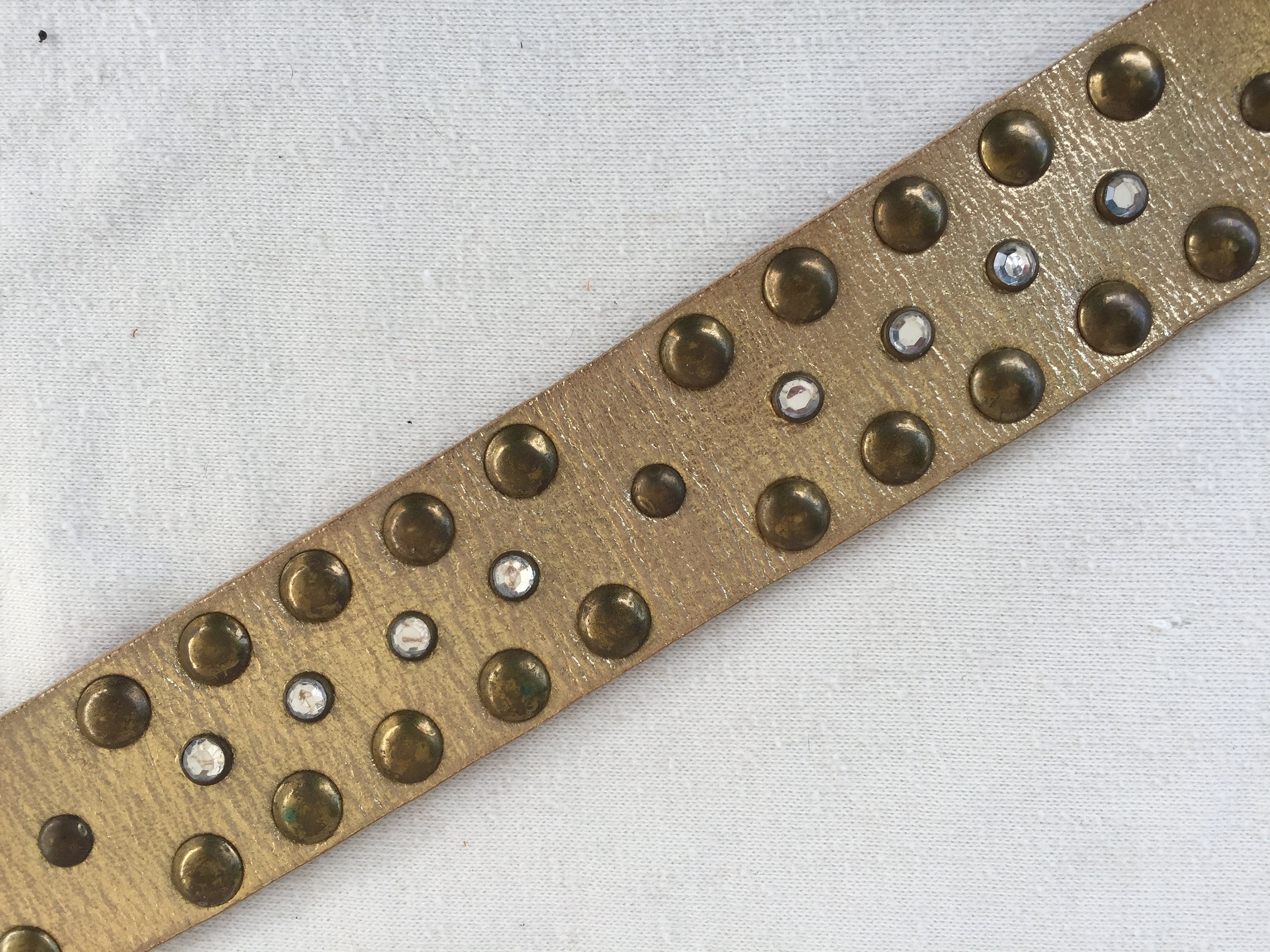 VTG Diesel Black Gold Brown Woven Cognac Leather Studs Belt