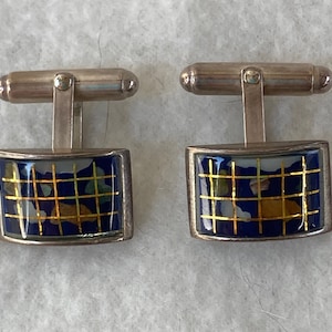 Vintage Robert Tateossian Sterling Silver Enamel World Globe Map Cufflinks