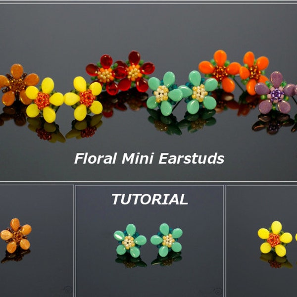 Floral Mini Earstuds - PDF beading pattern