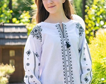 Embroidered blouse for a girl - teenager ( 12-15 years)  with beautiful Ukrainian ornament