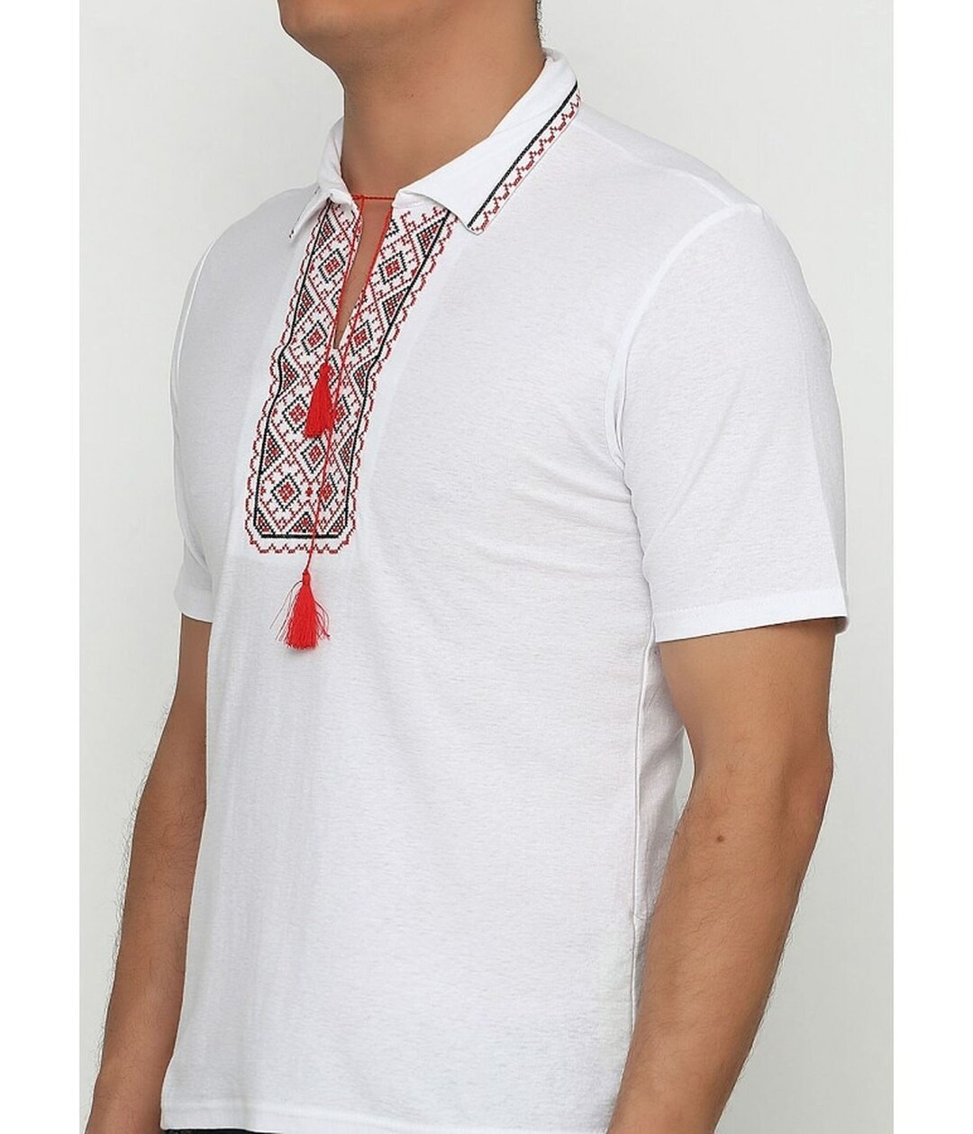 Ukrainian Embroidered Polo Tshirt White Traditional Etsy