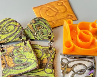 Outil de gravure Tampon 3D en pâte polymère Texture MokumeGane Motif MicaShift Poterie Fabrication de savon (117)