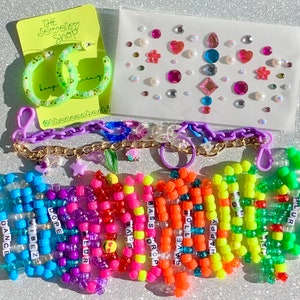 Neon Legacy - Rave Festival Bundle - Kandi Bracelets, Face Jewels & Accessory Strap