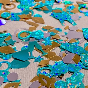 Coriandoli a tema addio al nubilato o festa nuziale - Personalizzabili - 200 pezzi - disegni disegnati a mano - anello di diamanti cuore labbra champagne