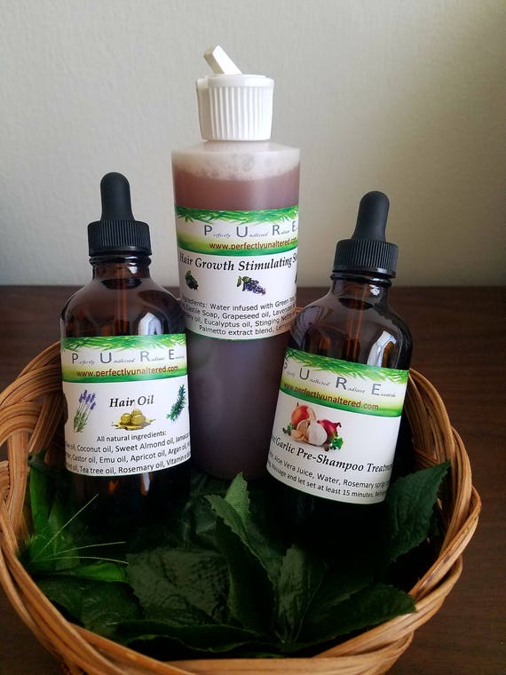 Hair Growth Kit Lg Shampoo Oil Onion Garlic Pre Shampoo Etsy