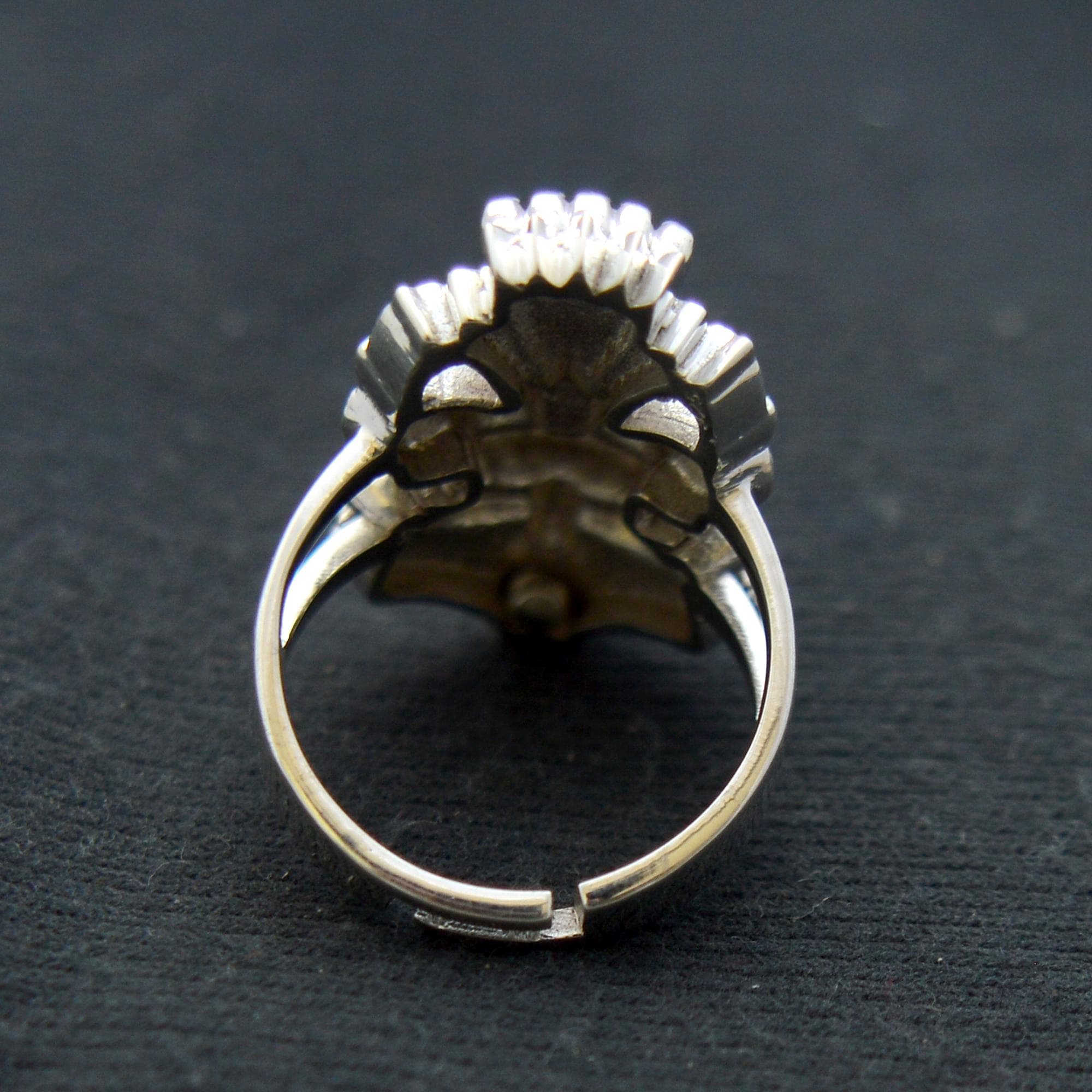 Kritimukha Ring: Sterling Silver Lion Face, Adjustable Spiritual
