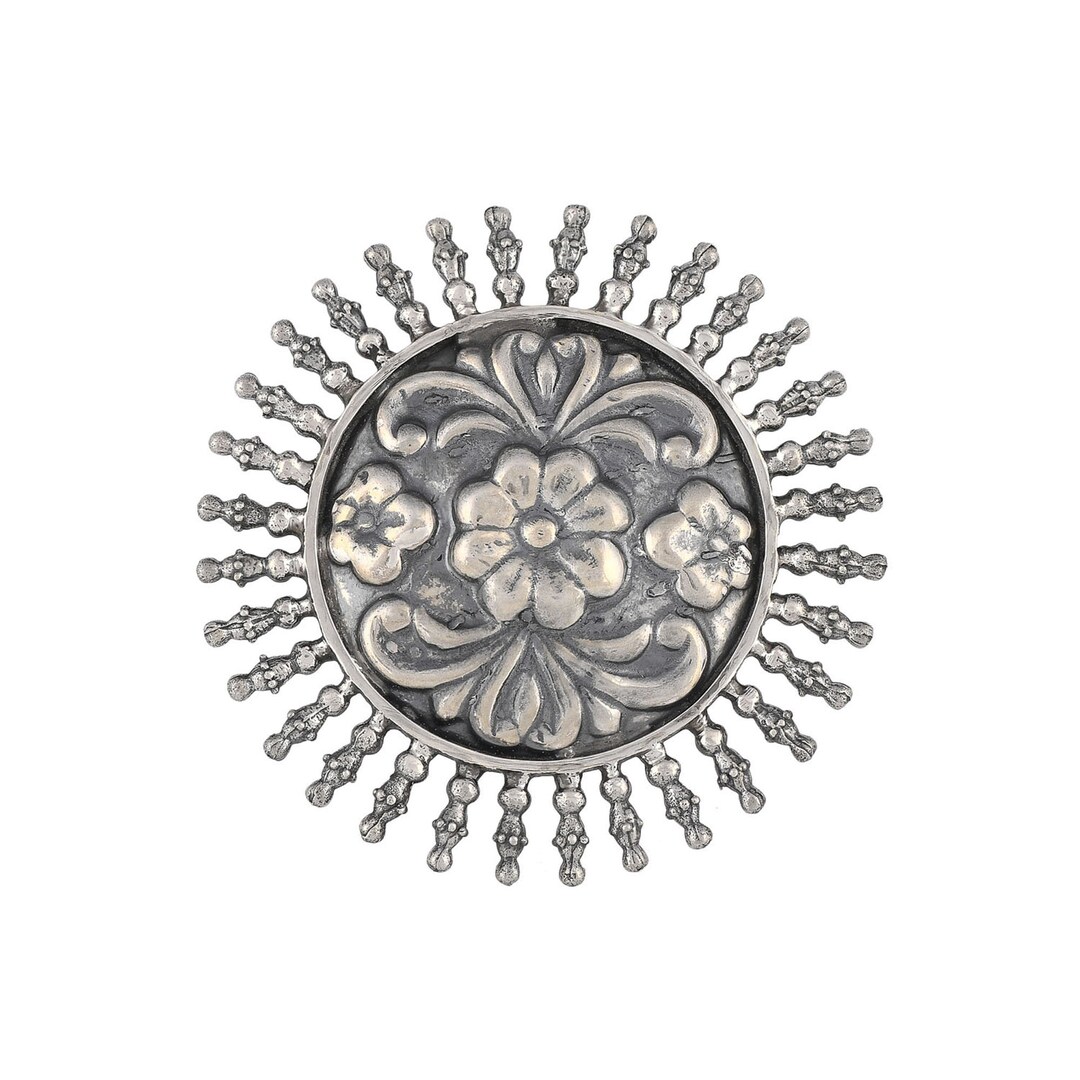 Oxidized Sterling Silver Floral Ring: Handmade Boho Adjustable Ring - Etsy